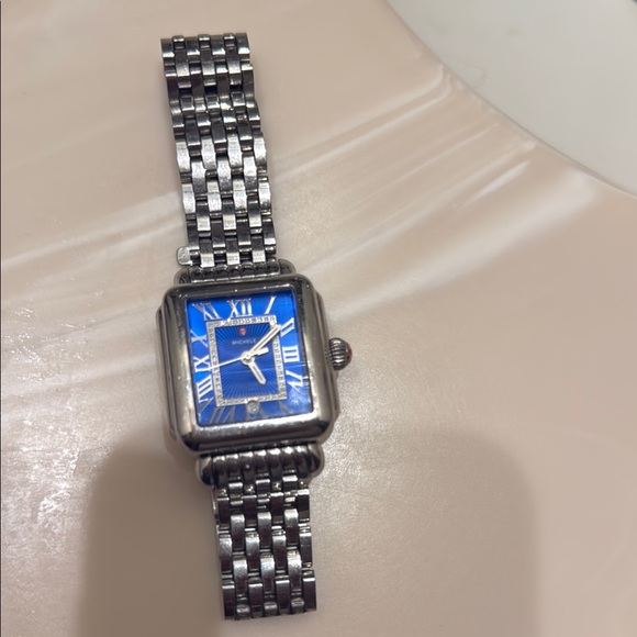 Michele Silver and Blue Women\'s Watch